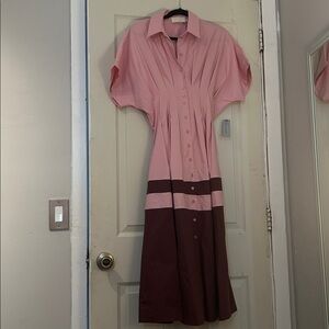 Elegant Pink and Brown Maxi Dress